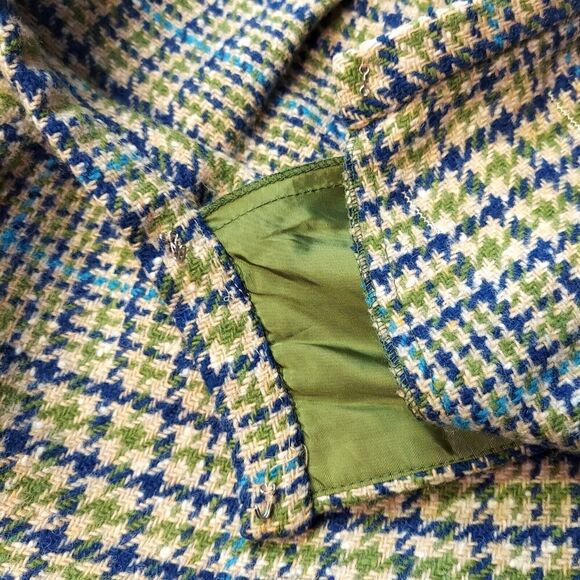 Vintage Pendleton Pencil Skirt Green Blue Plaid Wool Sz Small W26 L24 - Hey Viv - Picture 6 of 8